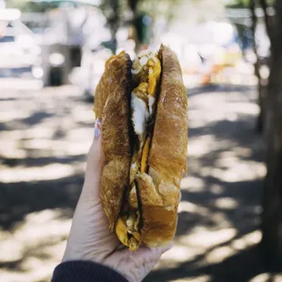 Egg and cheese croissant. I ask for mine with pimento cheese as well. Love that spice