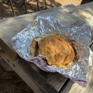 Croissant With Two Eggs &amp; Cheese + bacon
