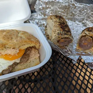The biscuit sandwich and sausage kolache