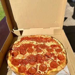 Half pepperoni half cheese. Extra marinara.