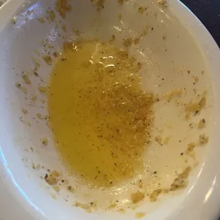 Garlic oil from knots , great for dipping pizza.