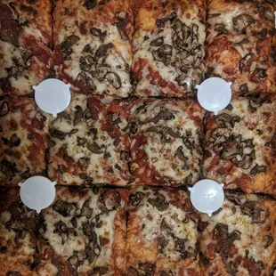 Sicilian pizza with mushrooms