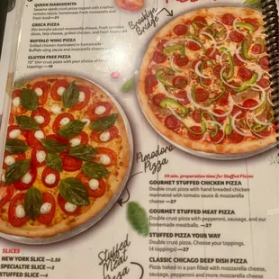 Pizza menu