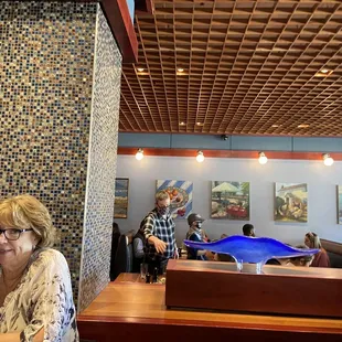 a woman sitting at a table