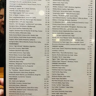 Wine List