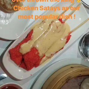 Pastrami and chicken Satays w Bell and Evans