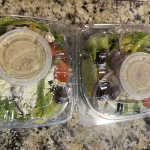 Greek salad, a tad small but fresh, great dressing