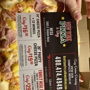 Coupons you get when you order a pizza