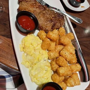 Steak and eggs (steak was dry)