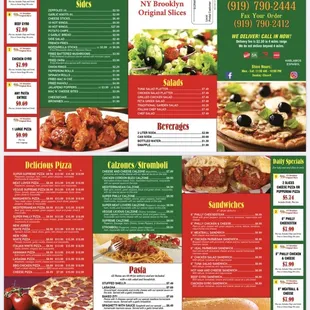 Menu for the best pizza restaurant