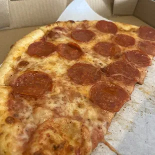 12" pepperoni pizza (Slice w/o pepperoni was taken off by me)