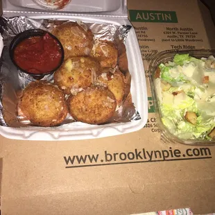Fried cheese Raviolli &amp; small cesar salad