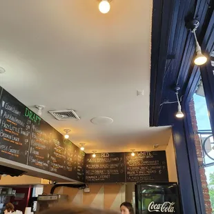 Draft beer &amp; wine menu