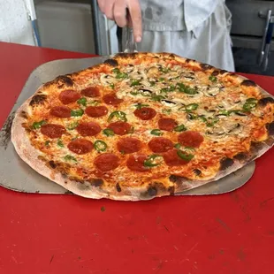 16" half pepp half mushroom with jalepeno