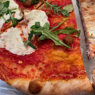 Pizza slice Margarita with Arugula and Sausage