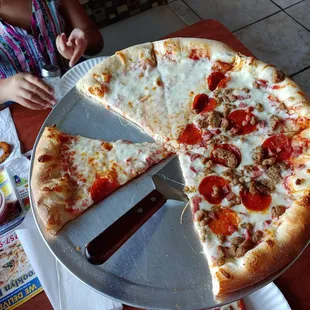 Half Cheese half meat lovers.