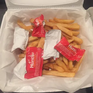 Packets of ketchup on my fries  gross