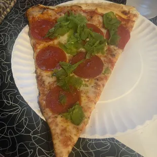 Pepperoni Slice with sliced green bell peppers