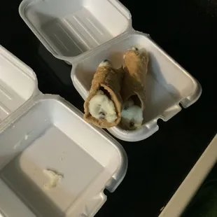 Pizzas were OK, but the cannoli was a total joke....