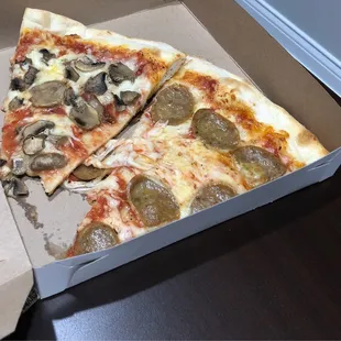 Mushroom slice and sausage slice