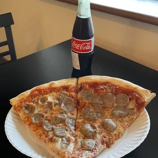 Two slices of sausage and coke. Nothing better.