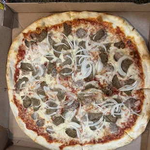 Large meatball and Onion. Classically perfect!