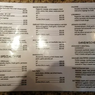 Brooklyn Pizza menu