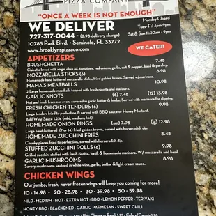 Here&apos;s the take out menu.