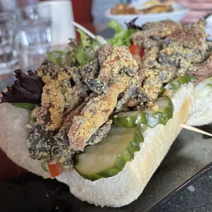 Oyster mushroom po boy! Incredibly tasty