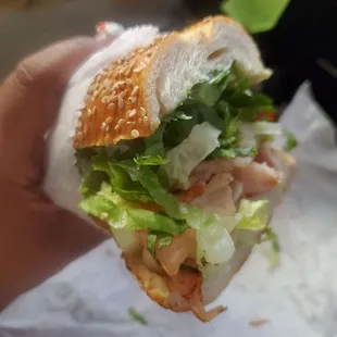 Good sando: Turkey and Swiss hero