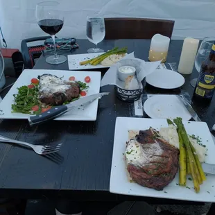 Ribeye on the right. T-bone on the left.