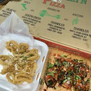 Calamari and bruschetta