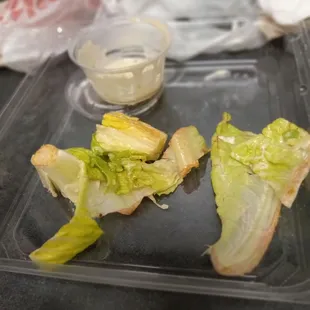 a half eaten sandwich in a plastic container