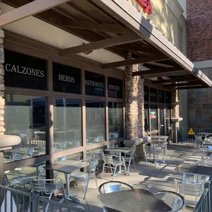 tables and chairs outside a restaurant