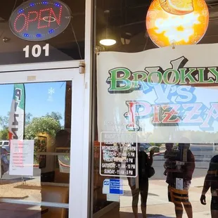 the entrance to the restaurant