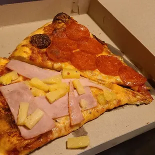 Hawaiian and pepperoni slice