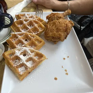 Sad plate of chicken and waffles