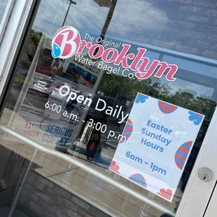 a sign in the window