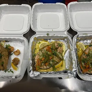 Grilled Salmon, Fried Fish and Shrimp. Call today to place your order.