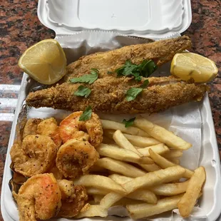 Fish, shrimp and chips. Come check us out. Call us today to place your order.