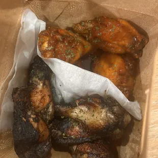 Jerk and mango habanero wings
