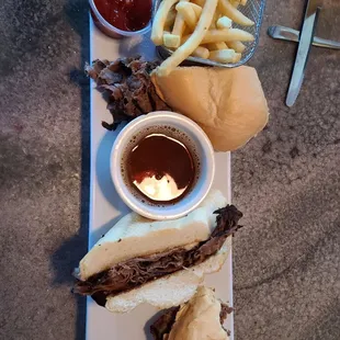 Dried up French Dip! See tiny Ketchup? Rediculous