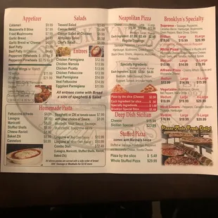 Menu as of 11/22/21