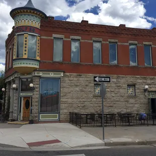 a brick building with a clock tower
