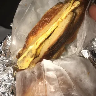 Croissant with egg cheese and turkey sausage