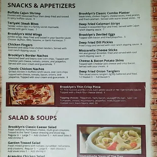 Menu, front side. Check the Facebook page for daily specials.