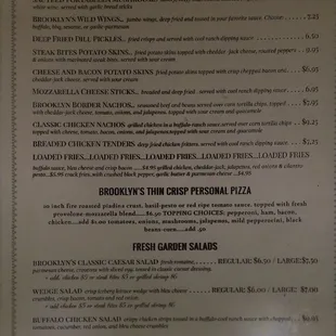 a menu for a restaurant