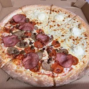 Half New York Pie and half white pie