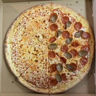 Half Pepperoni Sausage and Half Cheese