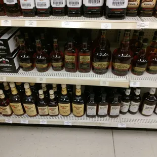 a display of bottles of liquor